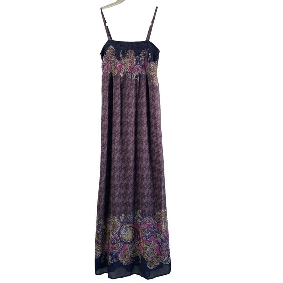 Forever 21 Maxi Dress Purple Floral Smocked Stretch Lined Sleeveless Size Small - Picture 1 of 8